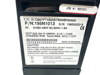 used Danfoss VLT 2800 195N1013 Drive *No Cover* - DANFOSS