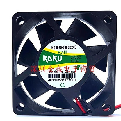 KAKU KA6025-6000D24B DC24V 0.25A 60*60*25MM 2-wire Inverter Cooling Fan