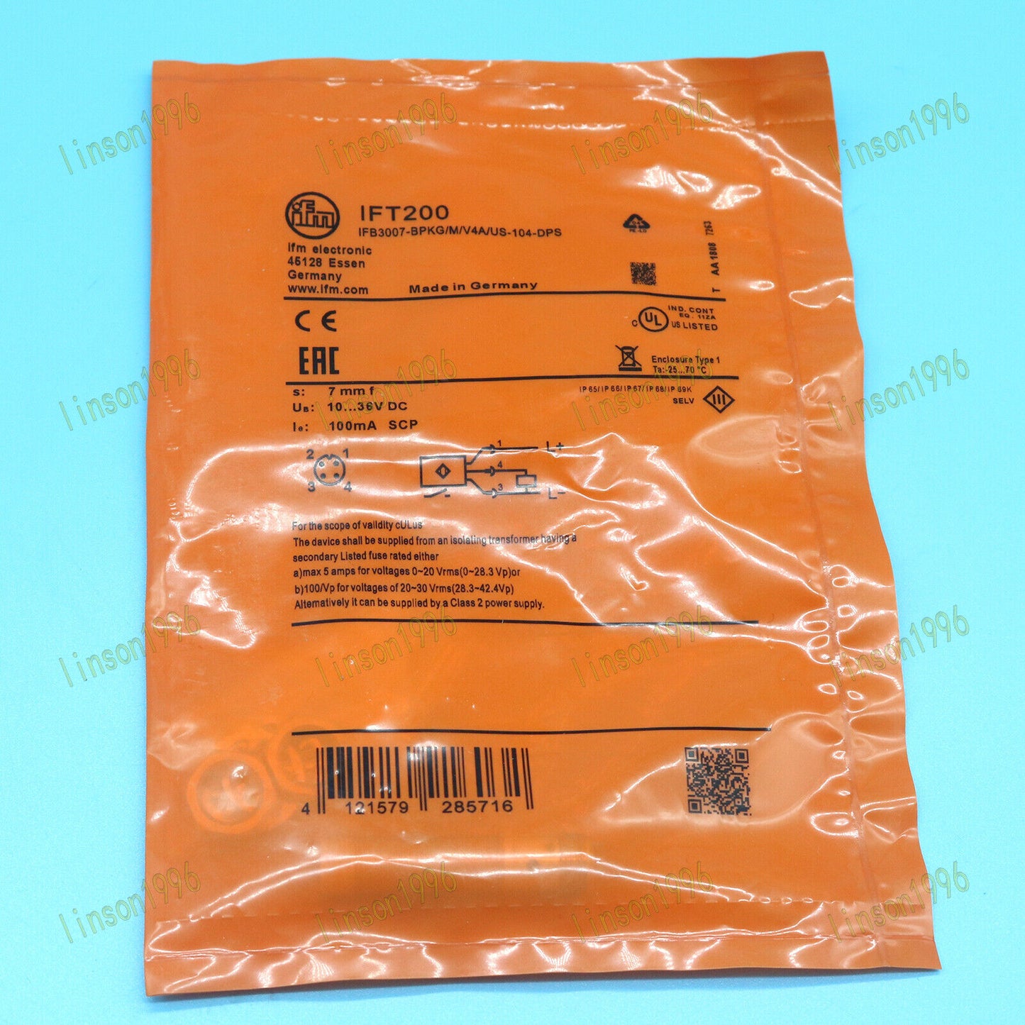 1PC IFT200 - IFM Induction Sensor Metal Thread Socket Stock - IFM