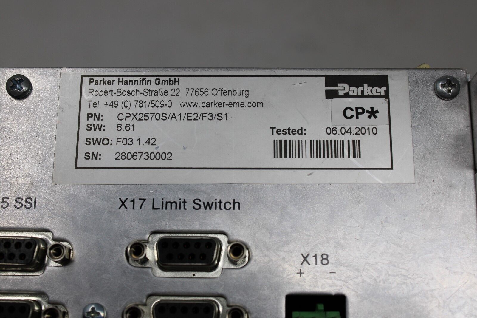 used Parker CPX2570S/A1/E2/F3/S1 AC Servo Drive - PARKER