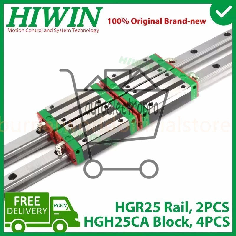HIWIN 2pc HGR25 200-2000mm Linear Guide Rail + 4pc HGH25CA Slide Block ﻿﻿CNC
