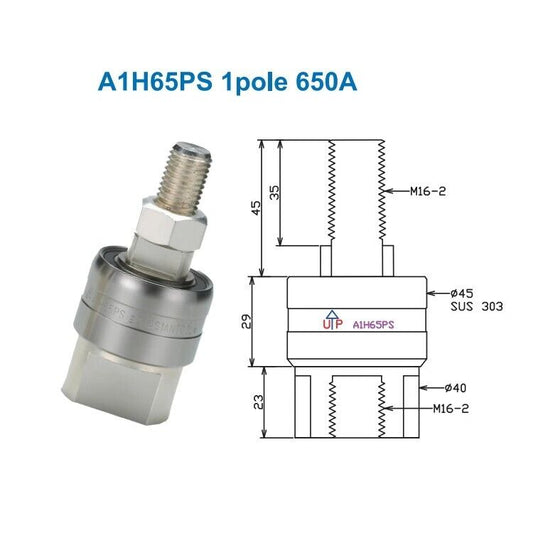 new 1pcs Asiantool Mercury Conductive Slip Ring A1H65PS 1pole 650A Rotary Connector - ASIANTOOL