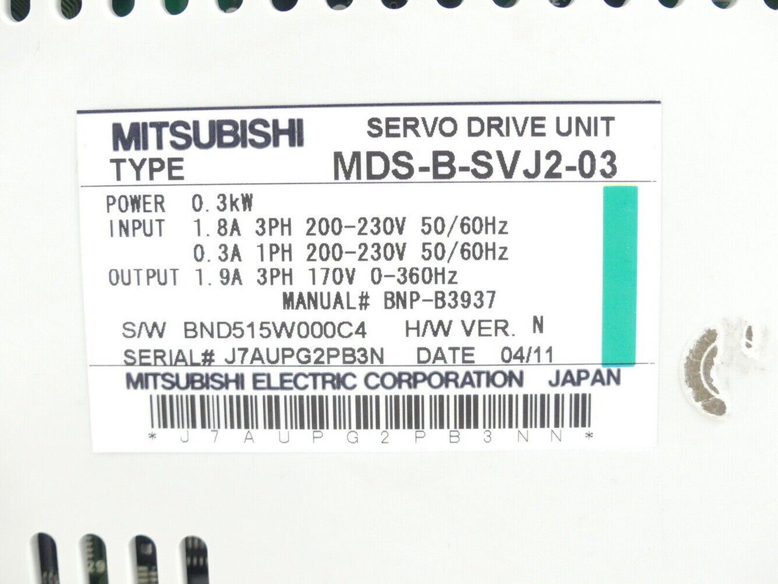 Mitsubishi MDS-B-SVJ2-03 Servo Drive - MITSUBISHI