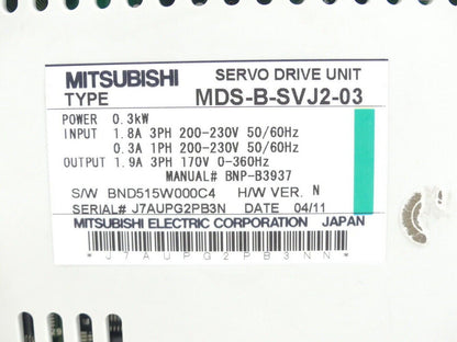 Mitsubishi MDS-B-SVJ2-03 Servo Drive - MITSUBISHI