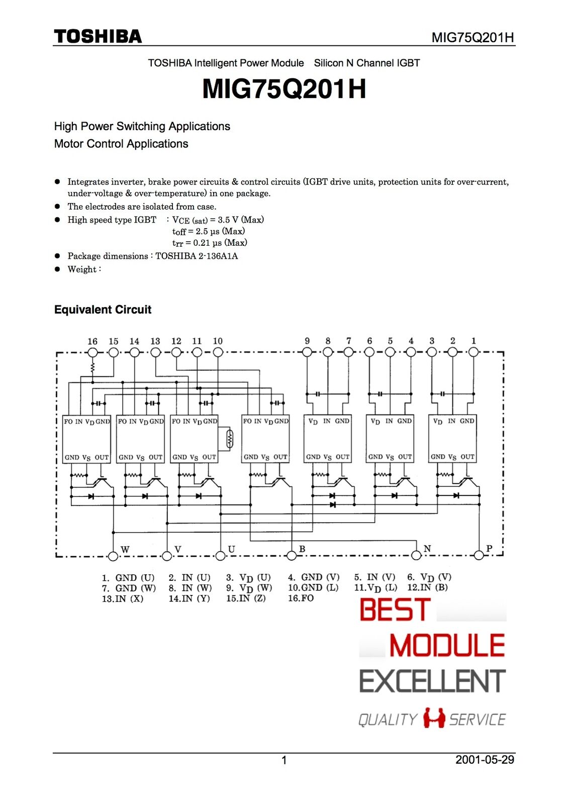 new 1PCS TOSHIBA MIG75Q201H power supply module Quality Assurance - TOSHIBA
