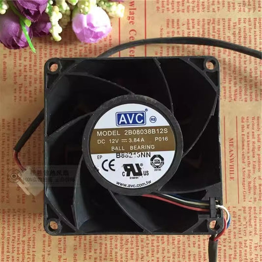 AVC 2B08038B12S 8038 DC12V 3.84A 8CM 4-Pin Server High Airflow Cooling Fan