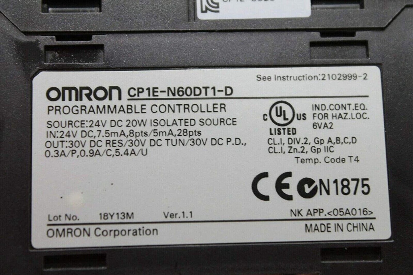 Omron CP1E-N60DT1-D PLC Module - OMRON