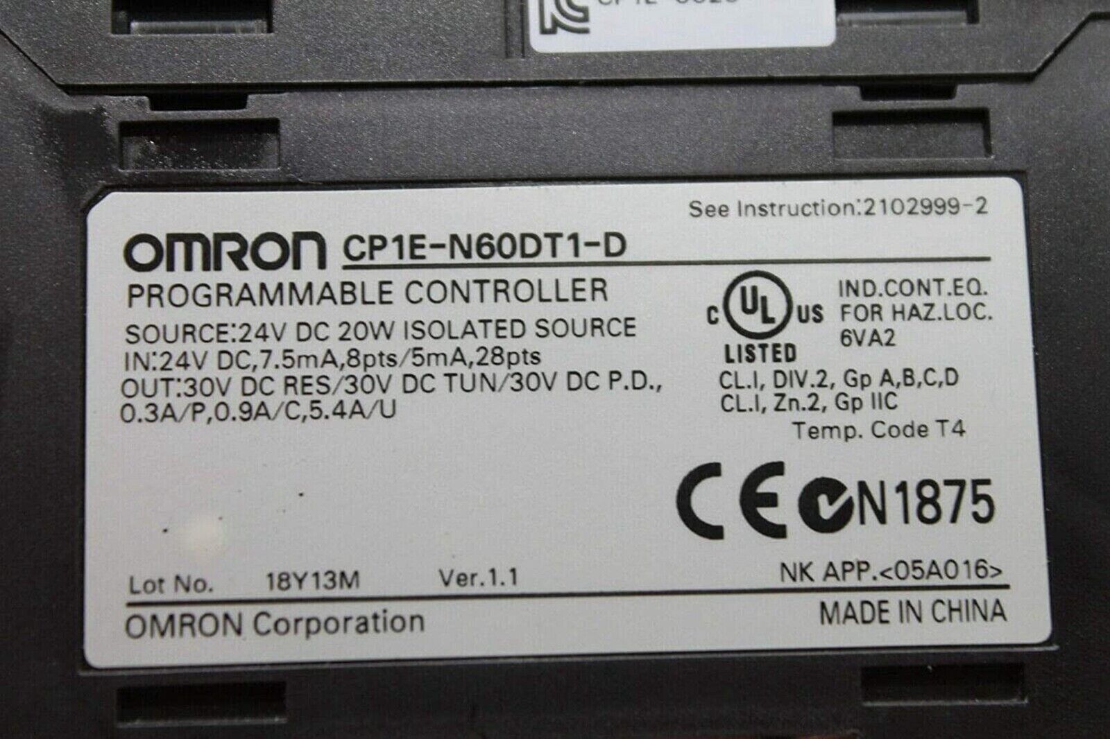 Omron CP1E-N60DT1-D PLC Module - OMRON