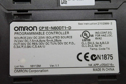 Omron CP1E-N60DT1-D PLC Module - OMRON