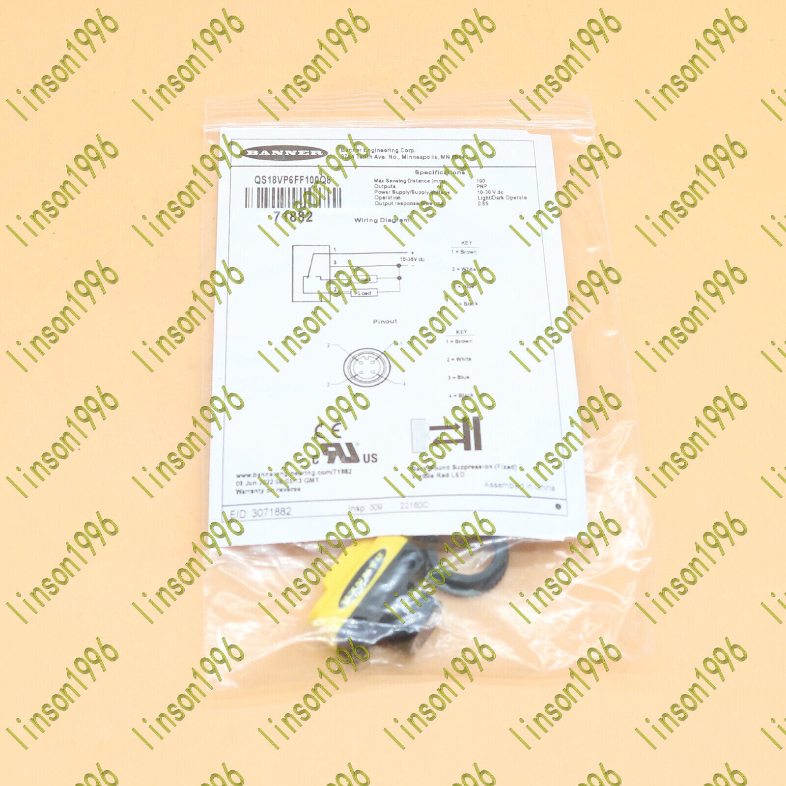 BANNER QS18VP6FF100Q8 Photoelectric Switch Sensor with Fast Shipment - BANNER