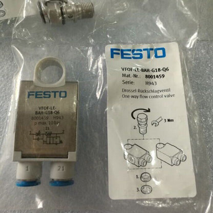 FESTO Throttle Valve VFOF-LE-BAH-G18-Q6 8001459 - FESTO