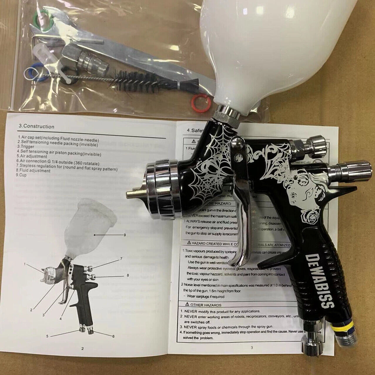 Black Spider Spray Gun 1.3mm Nozzle TE20 LVMP Paint Tool 600ml for Devilbiss