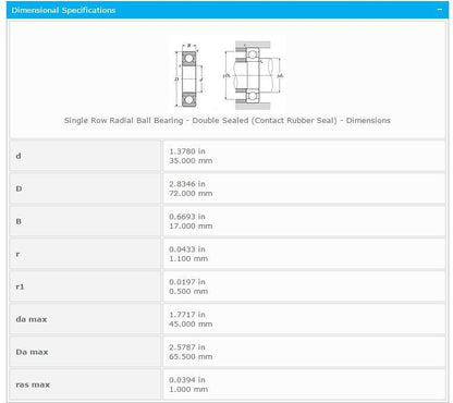 new NTN 6207 LLU Deep Groove Ball Bearings 35x72x17mm - NTN