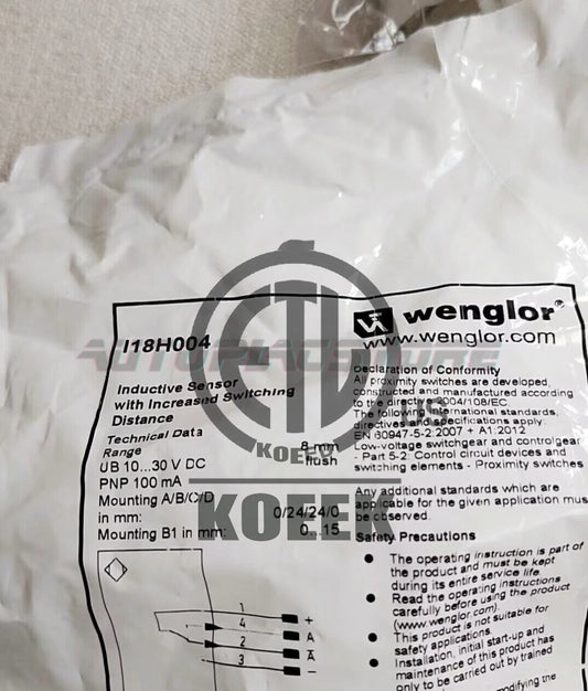 1PCS For Wenglor I18H004 Proximity Switch Sensor I18H004 Fast Shipping