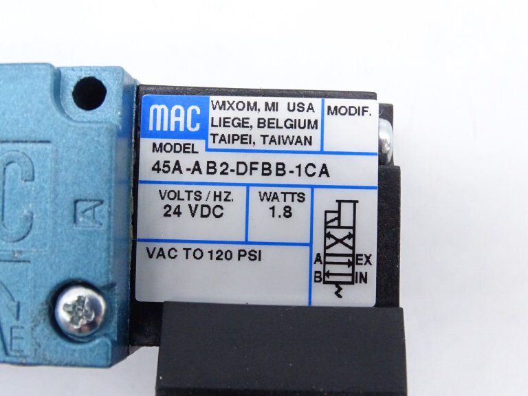 MAC VALVES INC. 45A-AB2-DFBB-1CA VALVE | industrial valve | pressure control | valve assembly | MAC VALVES VALVE - MAC VALVES INC.
