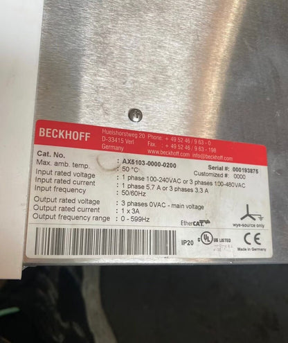 BECKHOFF AX5103-0000-0200 SERVO DRIVER AX510300000200