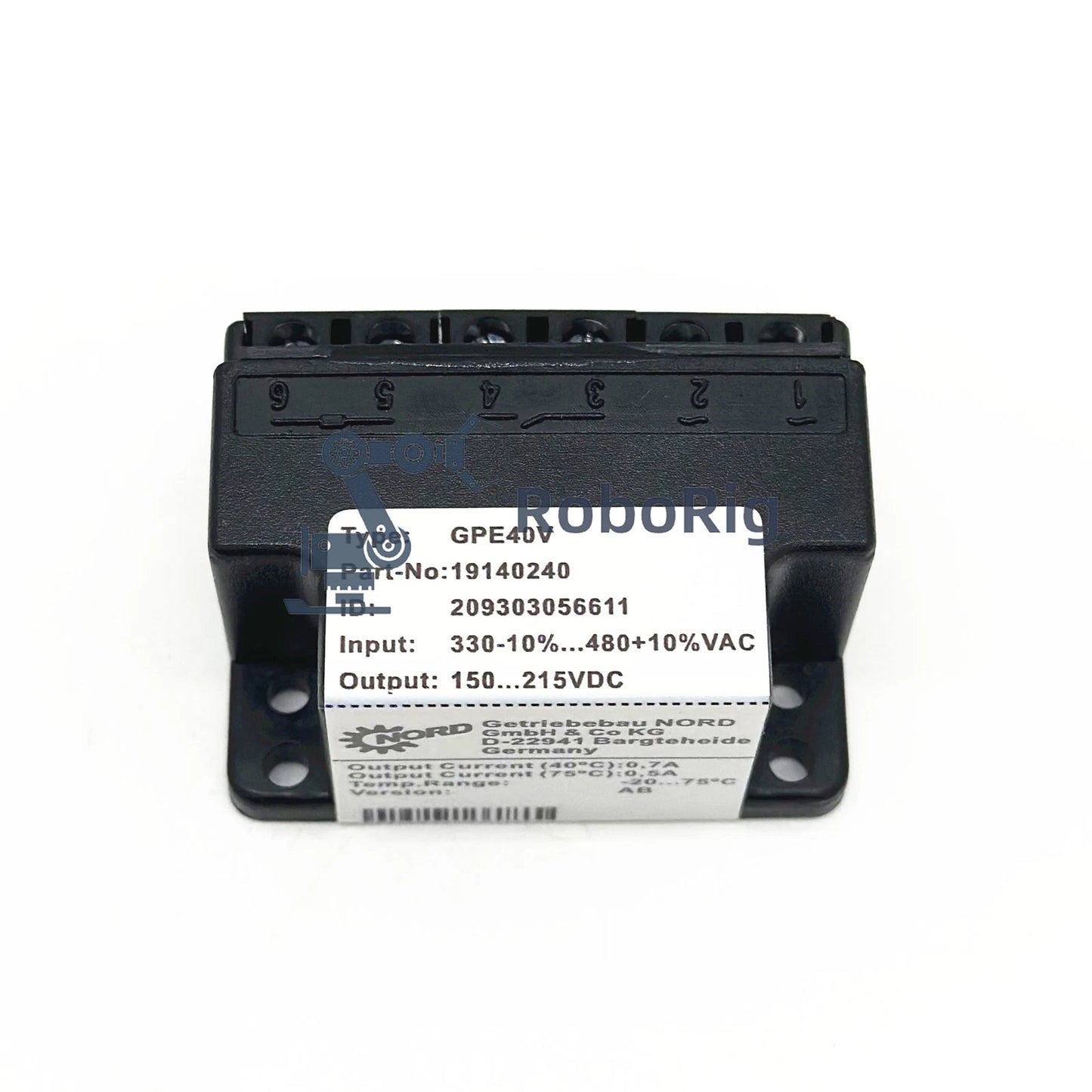 NORD GPE40V 19140240 330-10%...480+10%VAC 150...215VDC brake rectifier module