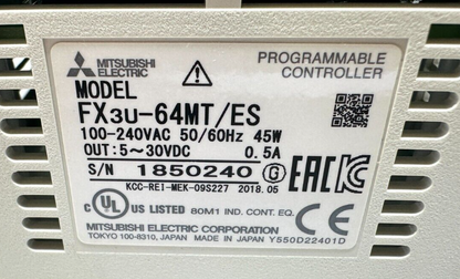 used Mitsubishi FX3U-64MT/ES CPU Unit - MITSUBISHI