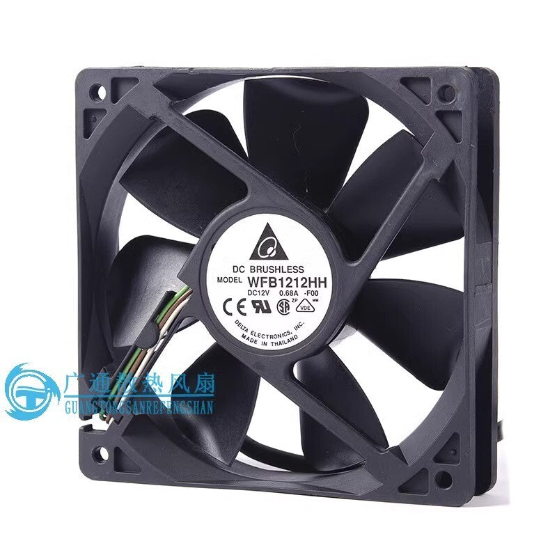 Delta WFB1212HH 12025 DC12V 0.68A 12CM 3-Wire High Airflow Dual Ball Fan