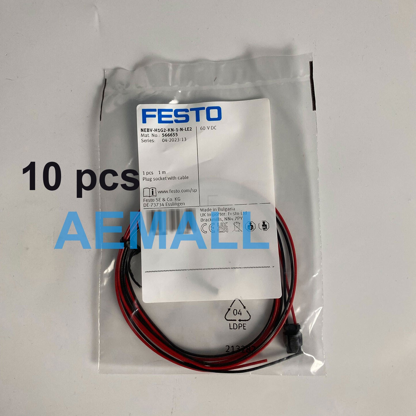 10pcs  Festo NEBV-H1G2-KN-1-N-LE2 566655 Plug Socket with Cable