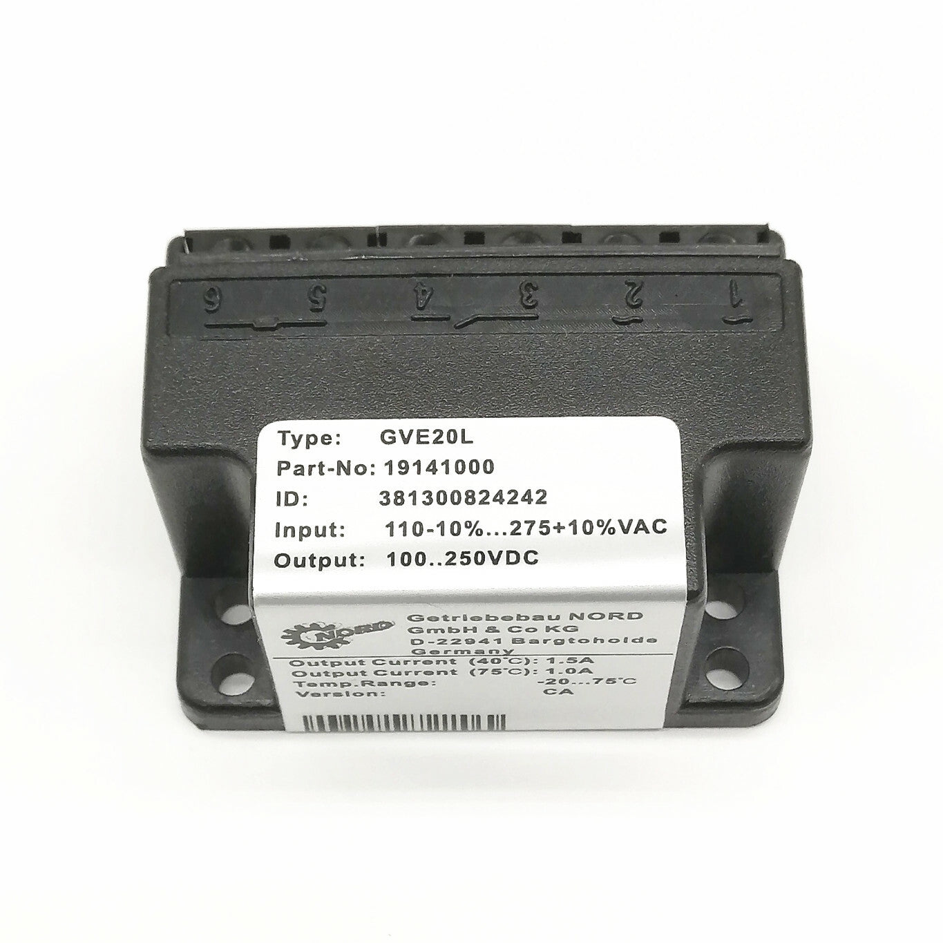 new  NORD Rectifier GVE20L 19141000 110V-10%...275V+10%VAC 100...250VDC