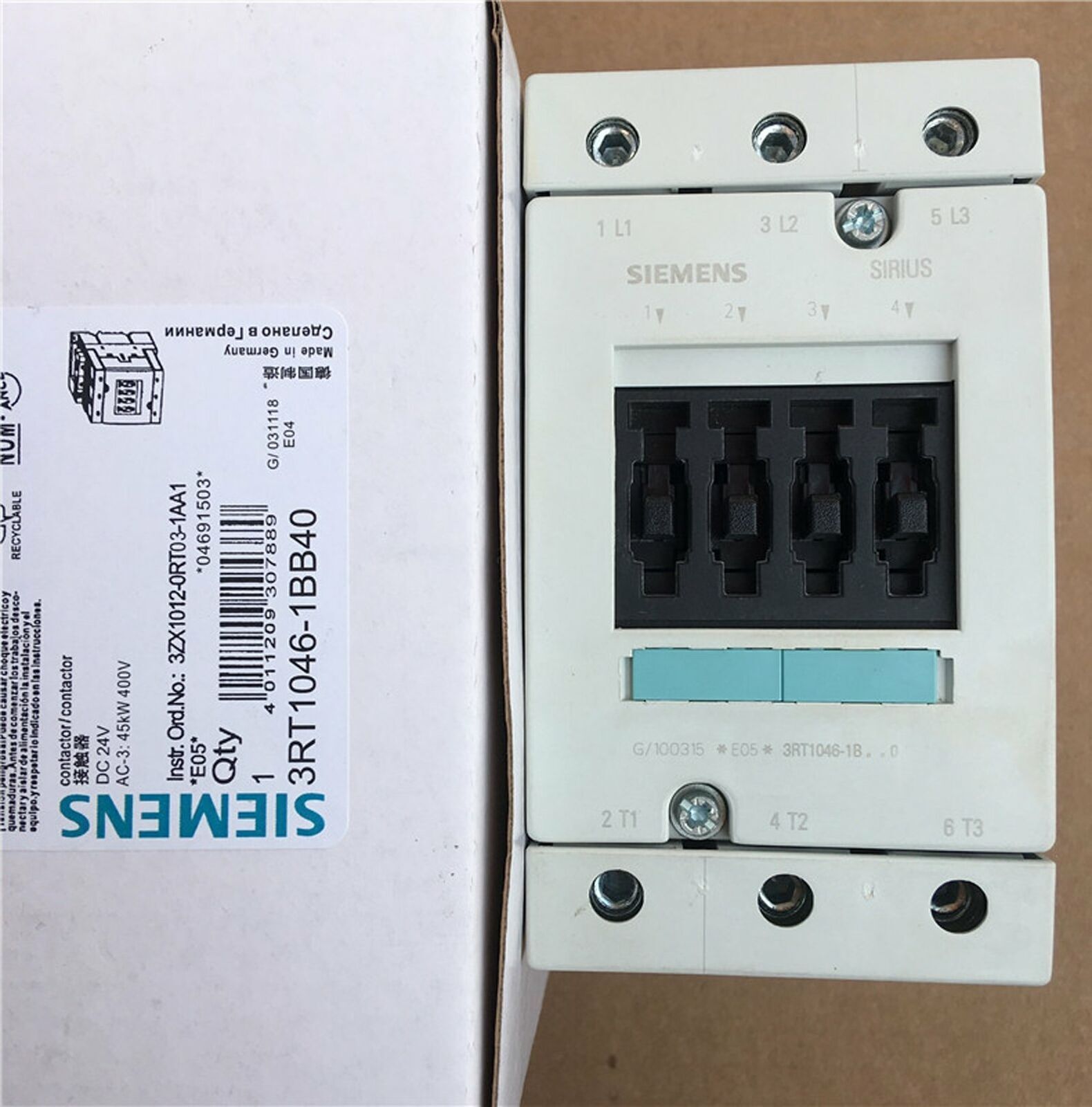 new ONE  In Box Siemens contactor 3RT1046-1BB40 DC24V 1 year