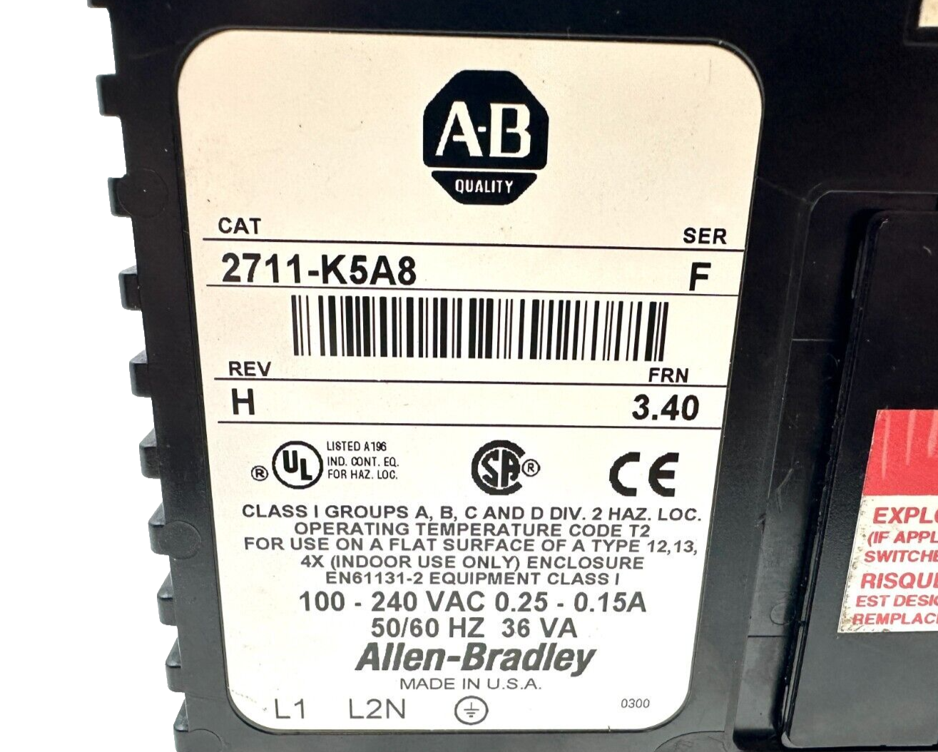 used Allen-Bradley 2711-K5A8 PanelView 550 Terminal