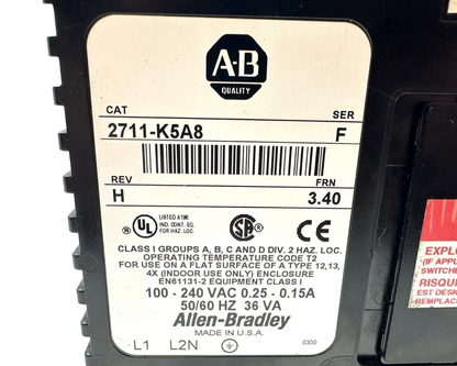 used Allen-Bradley 2711-K5A8 PanelView 550 Terminal - ALLEN-BRADLEY
