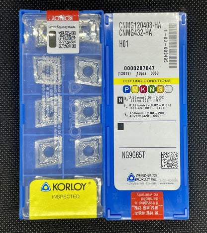 Korloy CNMG432HA H01 / CNMG120408HA H01 Carbide Inserts for Aluminum 10 PCS