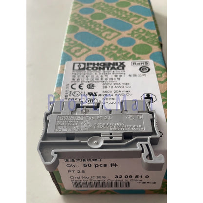 50Pcs/Box For PHOENIX CONTACT Feed-through terminal block PT 2,5 3209510 #F