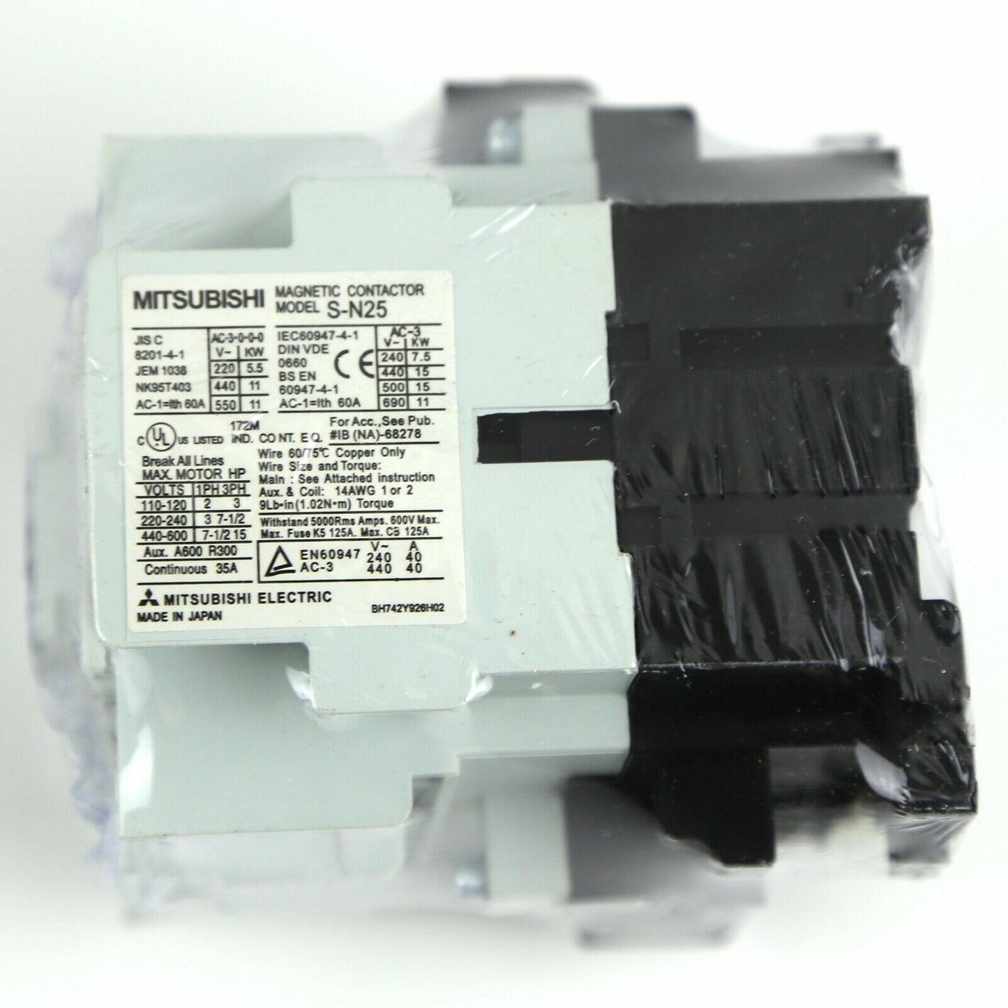 Mitsubishi S-N25 Magnetic Contactor 220VAC 50Amp 550V 11kW (SN25) - MITSUBISHI