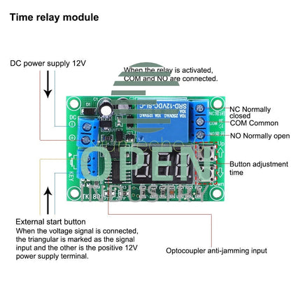 DC 12V Display Delay Timing Relay Module Timer Relay Board 1-999 Seconds