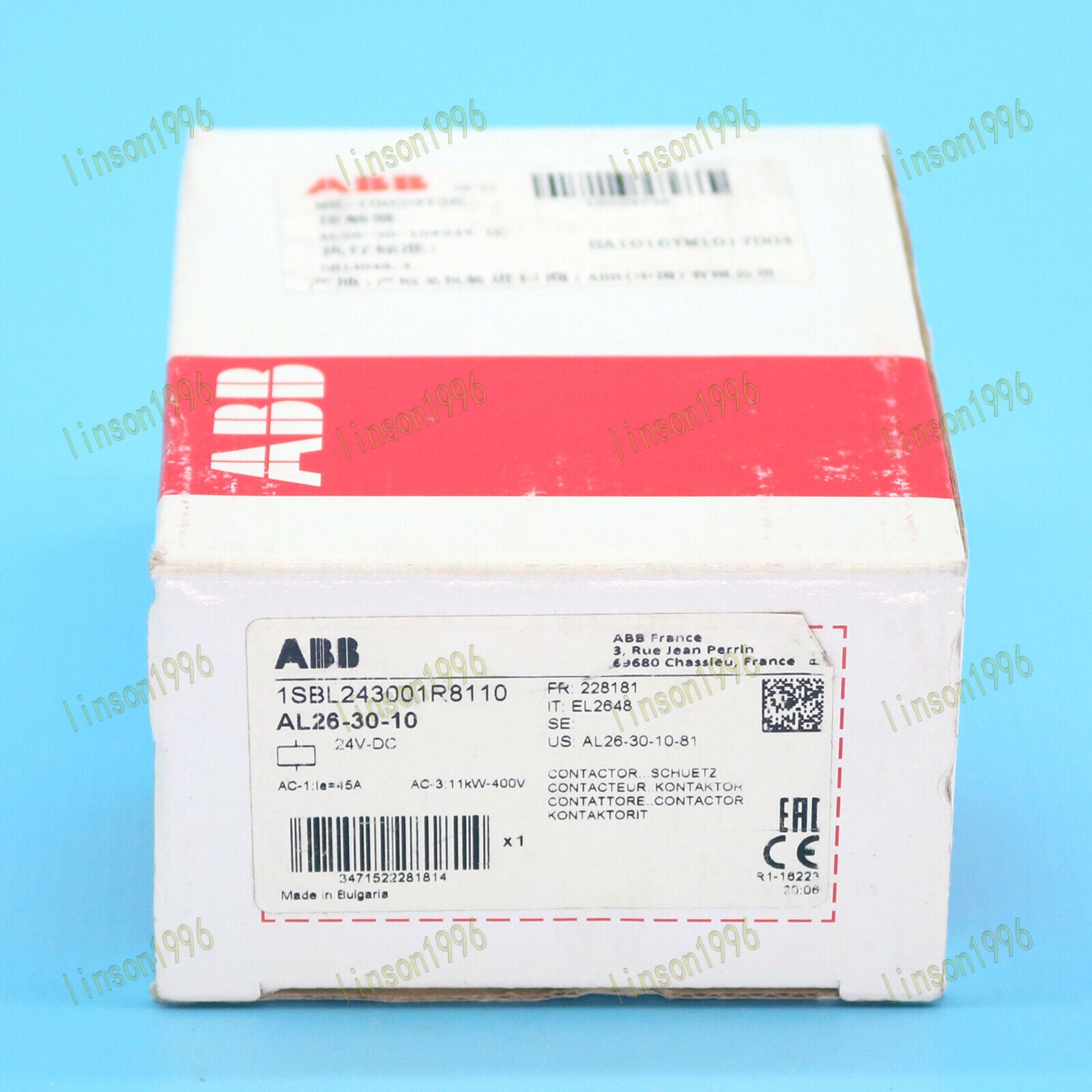 new One ABB AL26-30-10 DC 24V Contactor In Box 1 Year - ABB