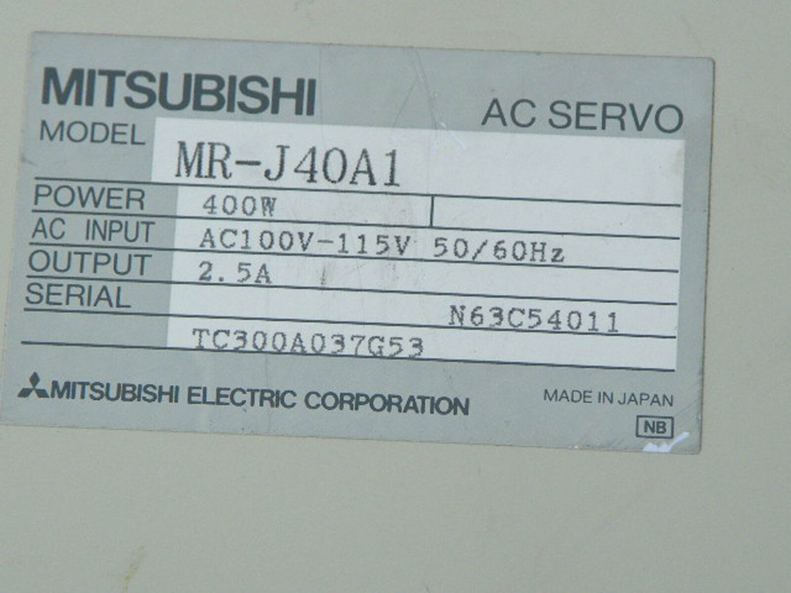 Mitsubishi MRJ40A1 Servo Driver – Used - MITSUBISHI