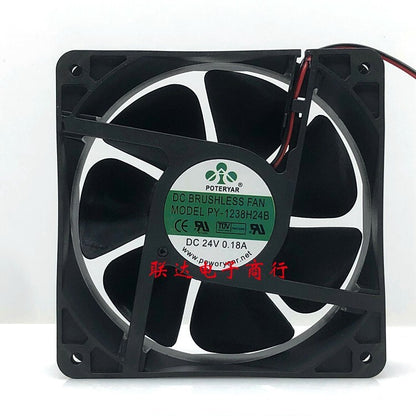 POWERYEAR PY-1238H24B 24V 0.18A 12CM 12038 2-wire cooling fan