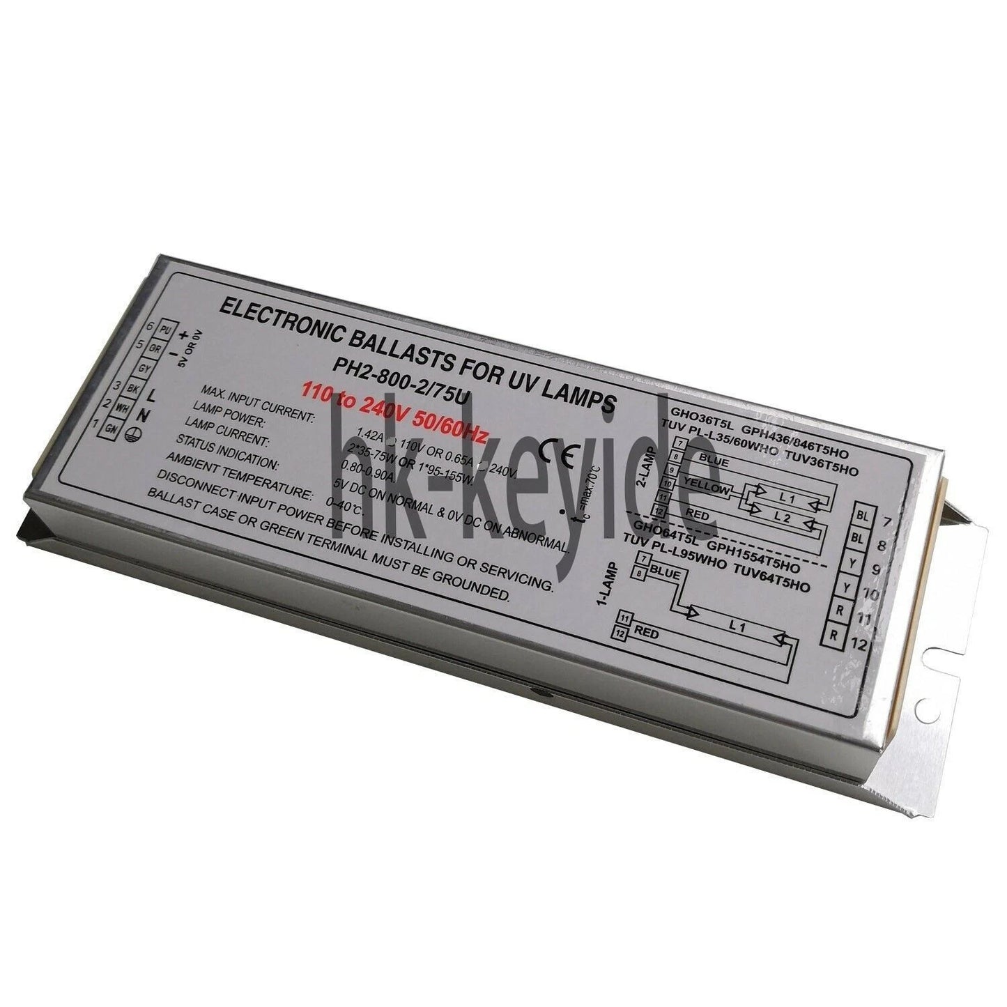 ONE . PH2-800-2/75U Germicidal UV Lamp Electronic Ballast 110V 240V @106