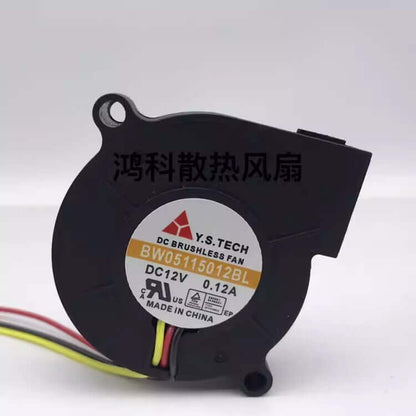Y.S.TECH BW05115012BL DC12V 0.12A 3-Wire Cooling Fan