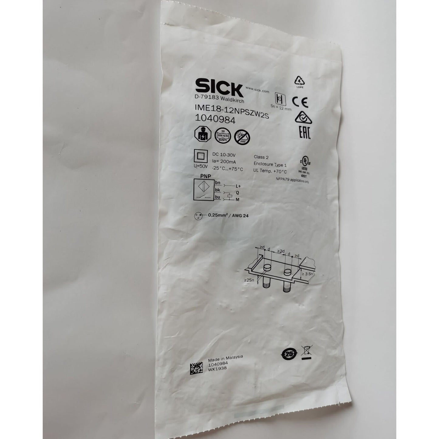 SICK Proximity Switch IME18-12NPSZW2S - SICK