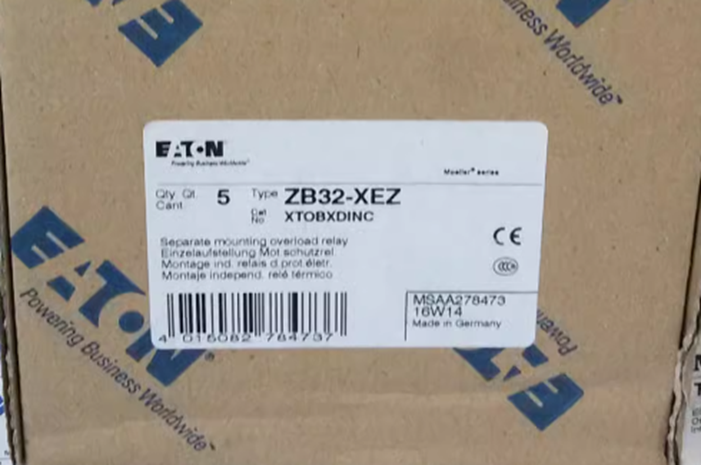 Eaton Mueller ZB32-XEZ Thermal Overload Relay, High Efficiency, 24V DC, 3A Overload Protection, 100% Load Maintaining, 1000W - EATON MUELLER