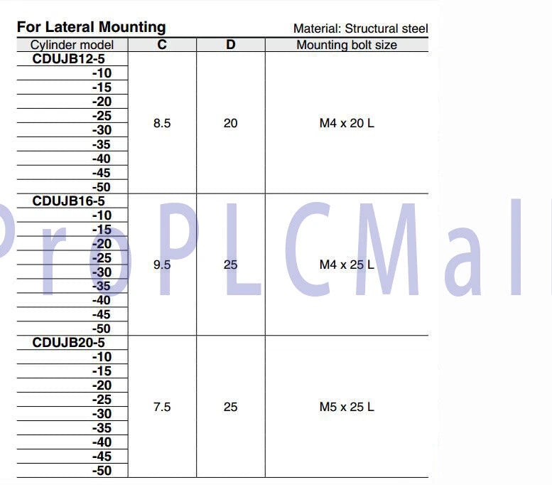 SMC CDUJB20-10D Air Cylinder For Lateral Mounting 1PCS