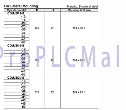 SMC CDUJB20-10D Air Cylinder For Lateral Mounting 1PCS