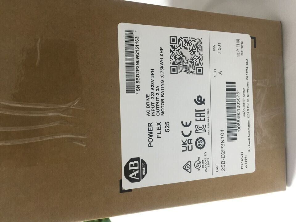 New Allen-Bradley 25B-D2P3N104 PowerFlex 525 0.75kW 1Hp AC Drive Factory Sealed Allen-Bradley