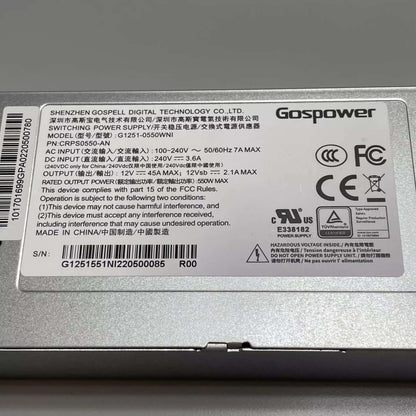 Gospower G1251-0550WNI Output 12V 45A 550W Server Power Supply