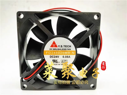 Y.S.TECH FD248025MB-N 8025 DC24V 0.08A 8CM 2-Pin Cooling Fan