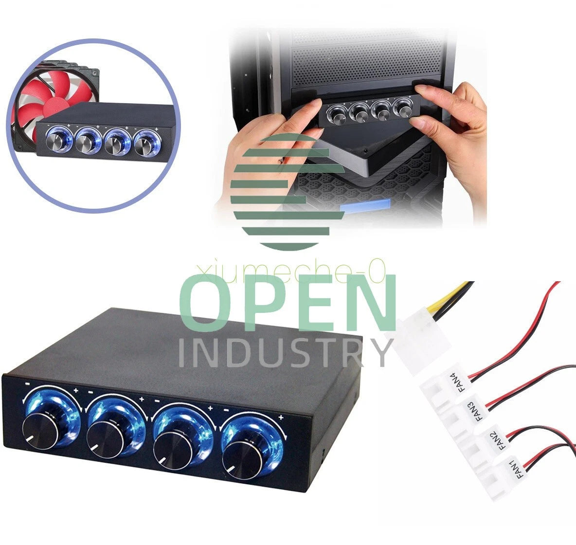 3.5" PC HDD CPU 4 Channel Fan Speed Controller Control Led Cooling Front Panel