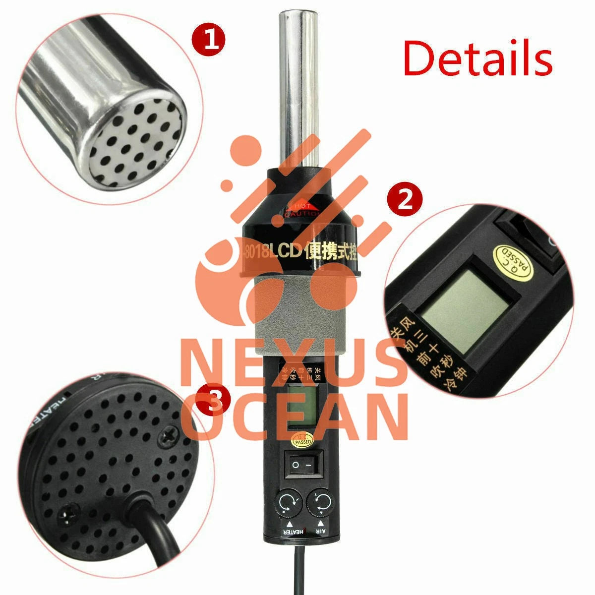 110V 450℃ 200W LCD Soldering station Hot air gun ICs SMD Desolder For BGA Nozzle