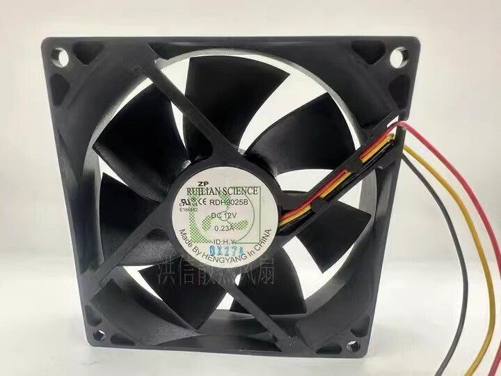 RUILIAN 9025 RDH9025B DC12V 0.23A 8CM 3-Wire Dual Ball Cooling Fan