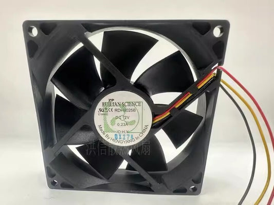 RUILIAN 9025 RDH9025B DC12V 0.23A 8CM 3-Wire Dual Ball Cooling Fan