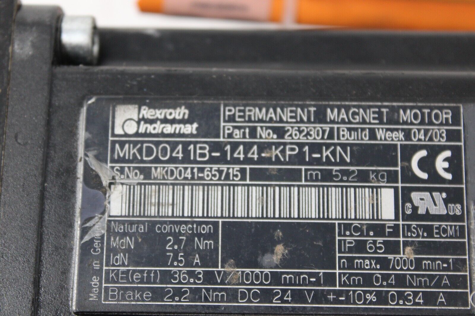 used Indramat MKD041B-144-KP1-KN Motor - INDRAMAT