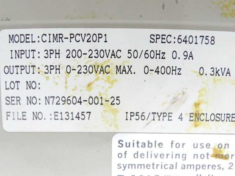 YASKAWA Electric CIMR-PCV20P1 Drive: High-Efficiency Motor Controller with 20HP Power Handling - YASKAWA ELECTRIC